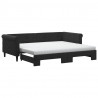 Sofa rozsuwana z materacami, czarna, 90x200 cm, aksamit