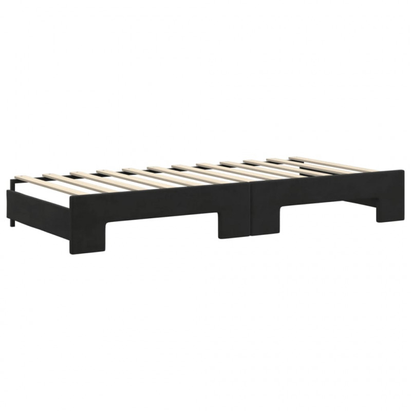 Sofa rozsuwana z materacami, czarna, 90x200 cm, aksamit