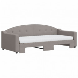 Sofa rozsuwana z materacami, kolor taupe, 90x200 cm, tkanina