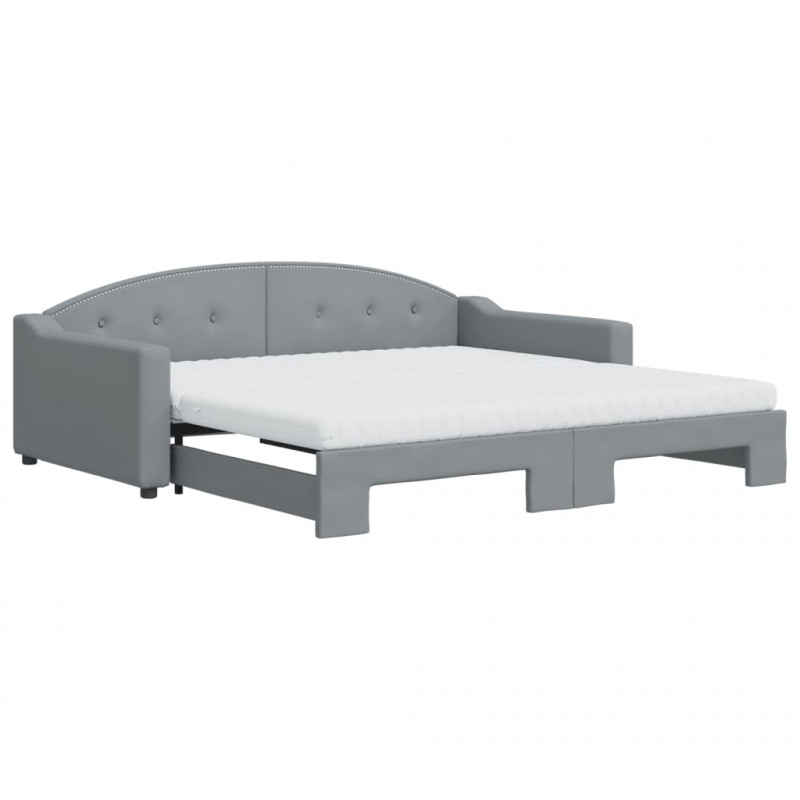 Sofa rozsuwana z materacami, jasnoszara, 100x200 cm, tkanina