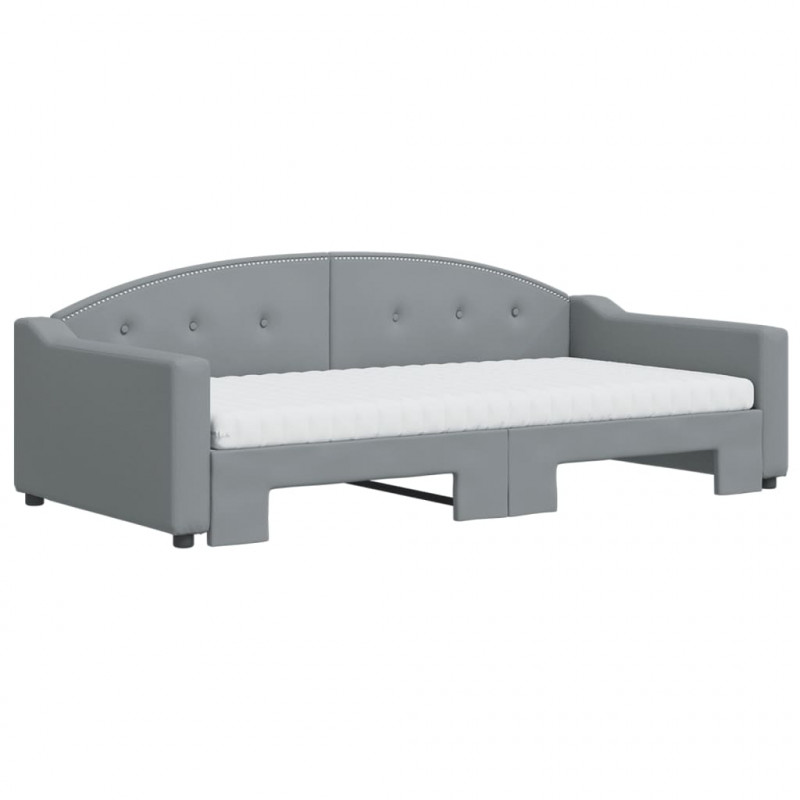 Sofa rozsuwana z materacami, jasnoszara, 100x200 cm, tkanina
