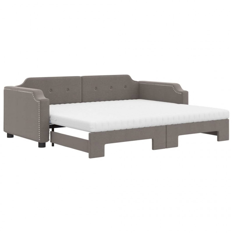 Sofa rozsuwana z materacami, kolor taupe, 100x200 cm, tkanina