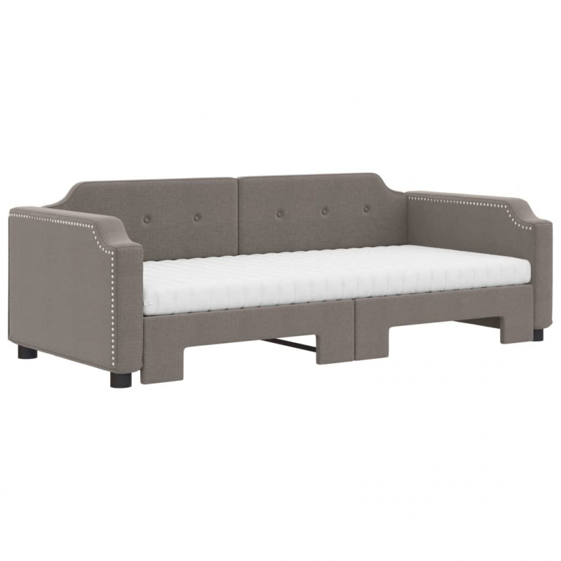 Sofa rozsuwana z materacami, kolor taupe, 100x200 cm, tkanina