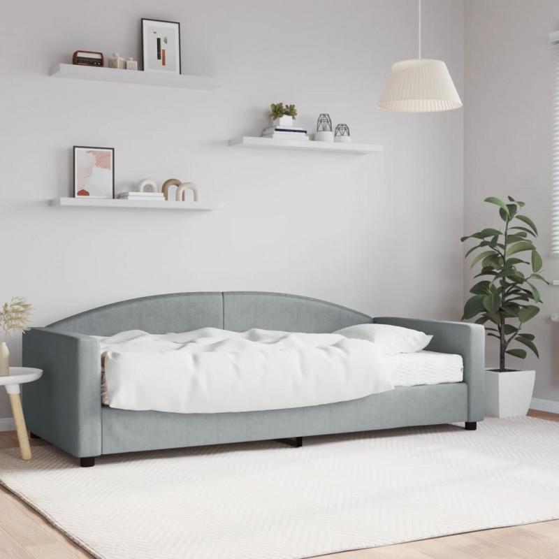 Sofa z materacem do spania, jasnoszara, 90x200 cm, tkanina