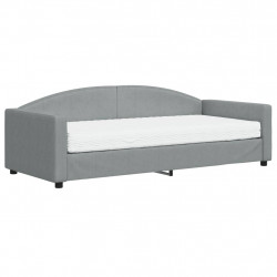 Sofa z materacem do spania, jasnoszara, 90x200 cm, tkanina