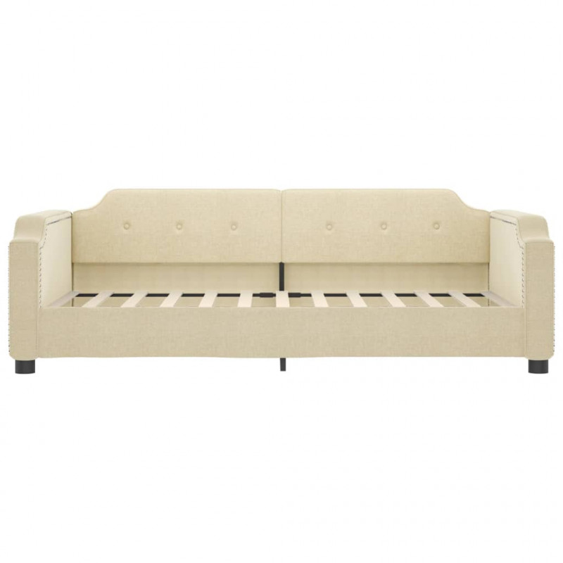 Sofa z materacem do spania, kremowa, 90x200 cm, tkanina