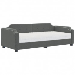 Sofa z materacem do spania, ciemnoszara, 100x200 cm, tkanina