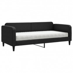 Sofa z materacem, czarna, 90x190 cm, tkanina