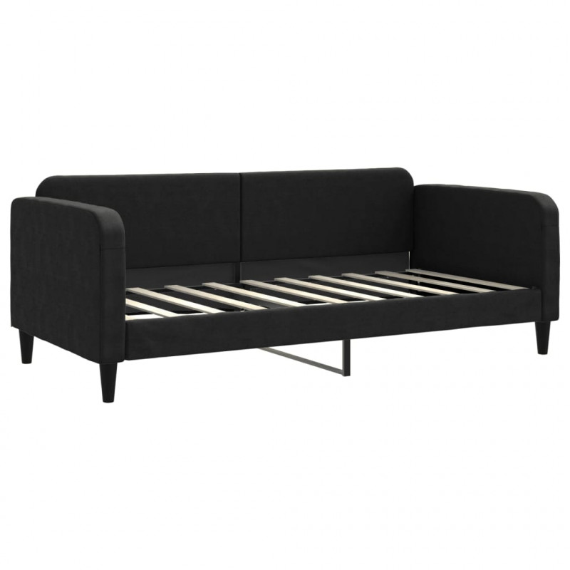 Sofa z materacem, czarna, 90x190 cm, tkanina