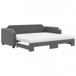 Sofa rozsuwana z materacami, ciemnoszara, 80x200 cm, tkanina
