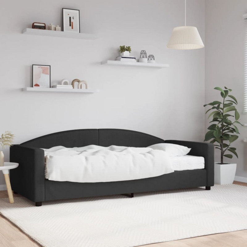 Sofa z materacem do spania, czarna, 90x200 cm, tkanina