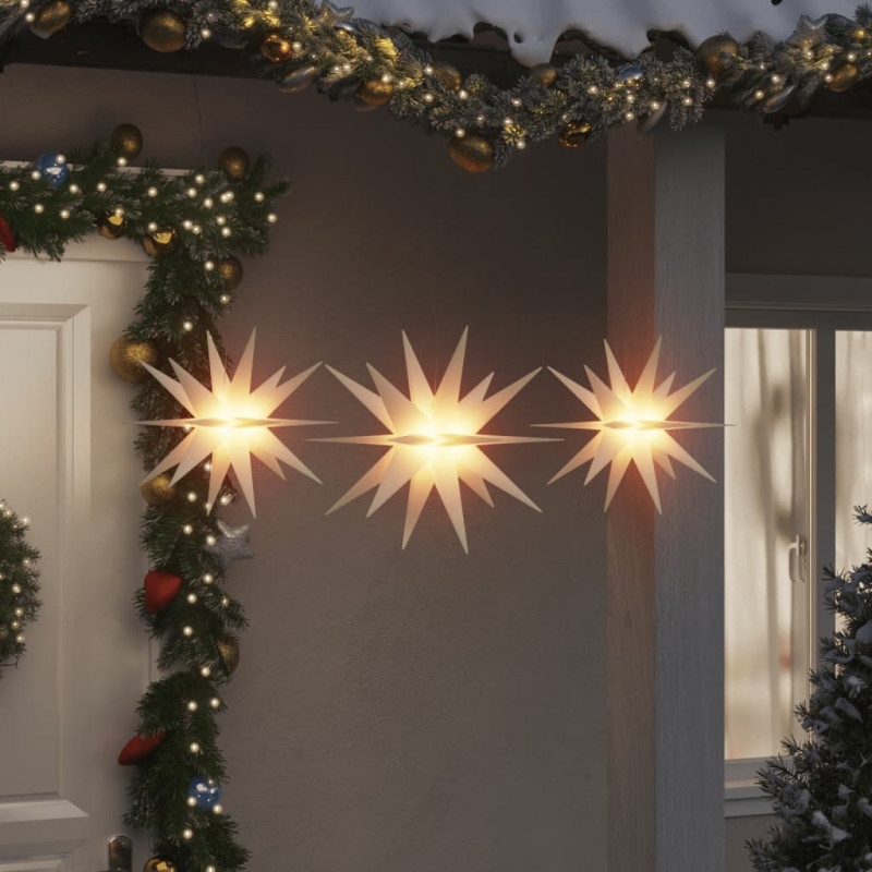 Ozdoby świetlne z LED, 3 szt., składane, białe
