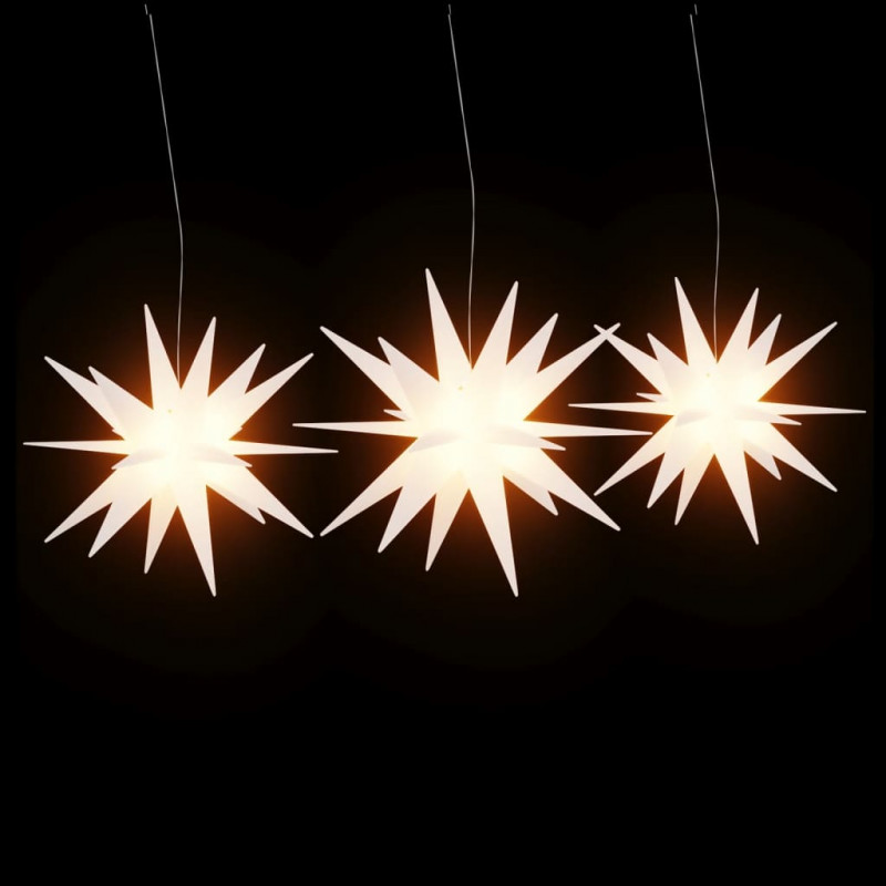 Ozdoby świetlne z LED, 3 szt., składane, białe