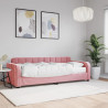 Sofa z materacem do spania, różowa, 80x200 cm, aksamit