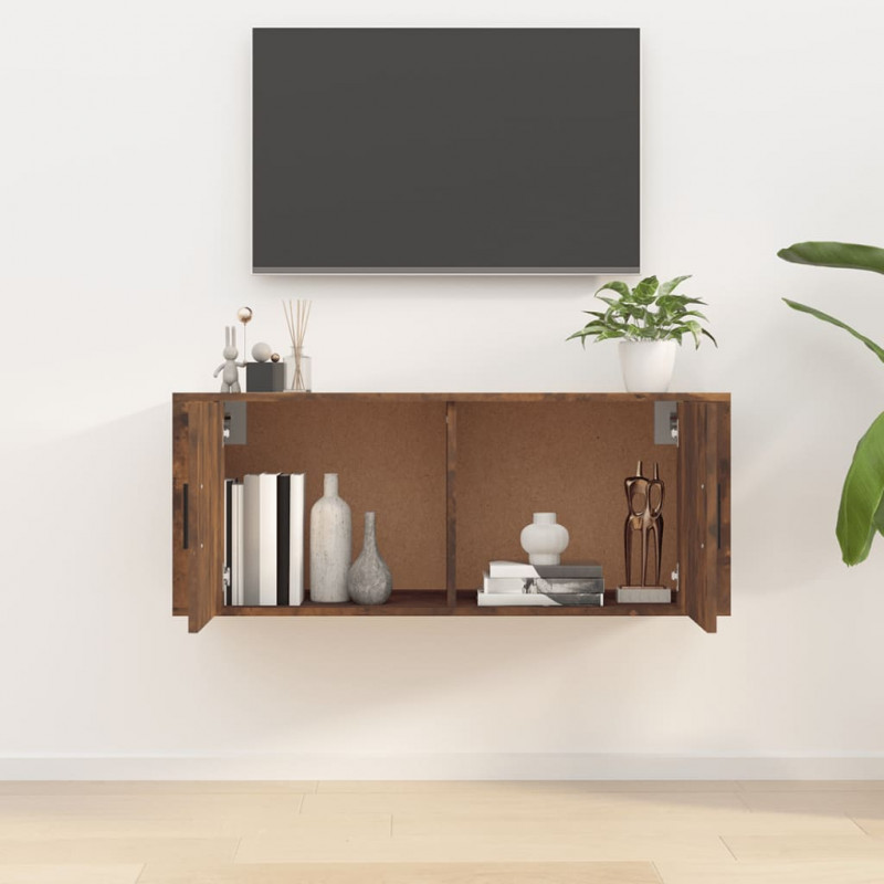Wisząca szafka telewizyjna, przydymiony dąb, 100x34,5x40 cm
