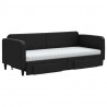 Sofa rozsuwana z szufladami, czarna, 80x200 cm, tkanina