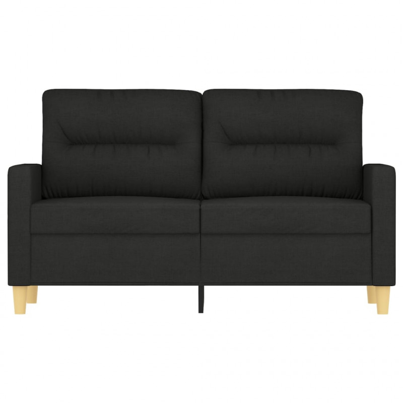 Sofa 2-osobowa, czarna, 120 cm, tapicerowana tkaniną