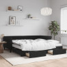 Sofa rozsuwana z szufladami, czarna, 100x200 cm, aksamit