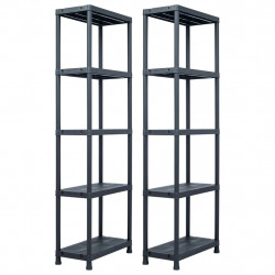 Regały magazynowe, 2 szt., czarne, 125 kg, 60x30x180 cm