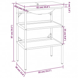 Stelaż z wbudowaną umywalką, czarny, żelazny