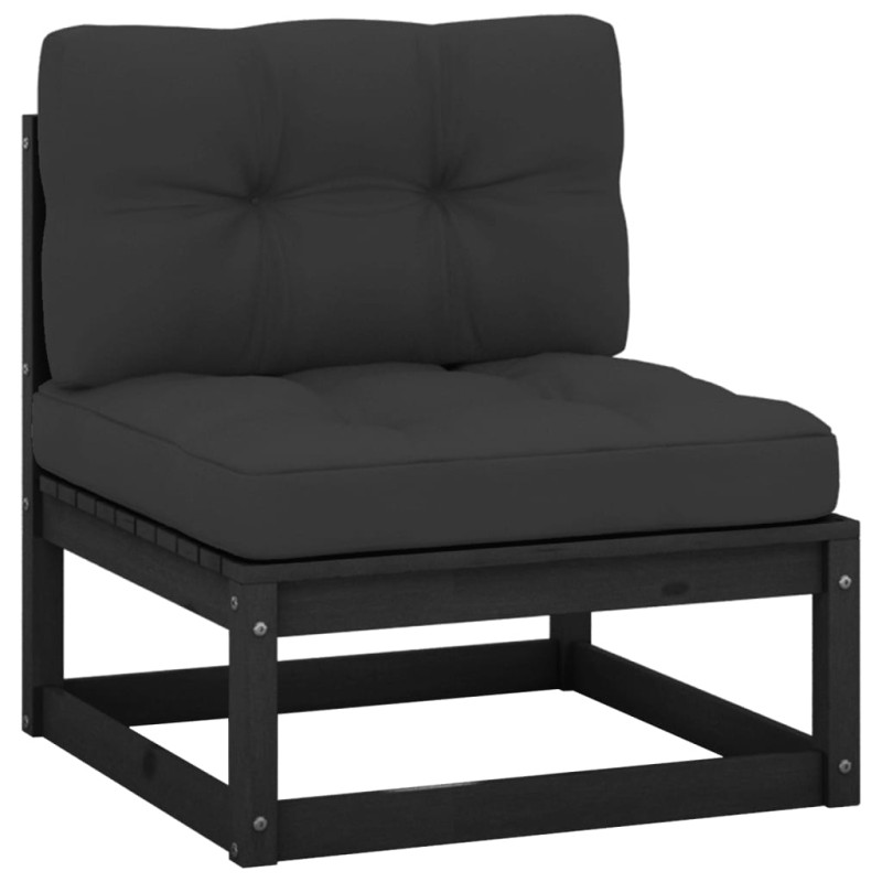 Ogrodowa sofa środkowa z antracytowymi poduszkami, lite drewno