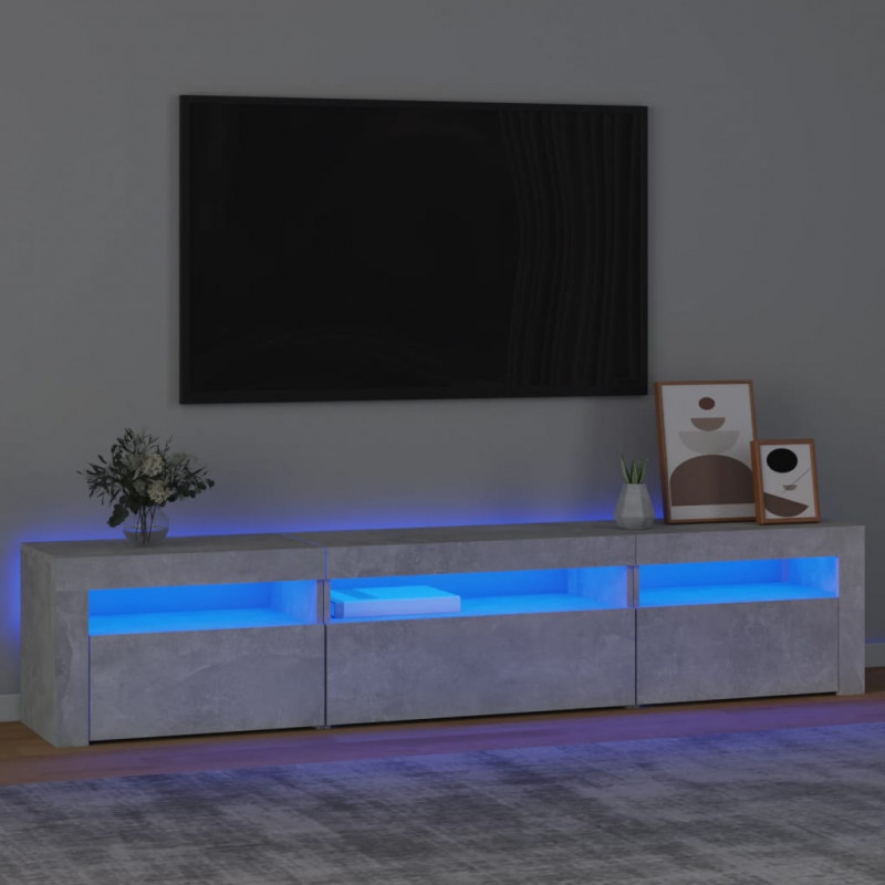 Szafka pod TV z oświetleniem LED, szarość betonu, 195x35x40 cm