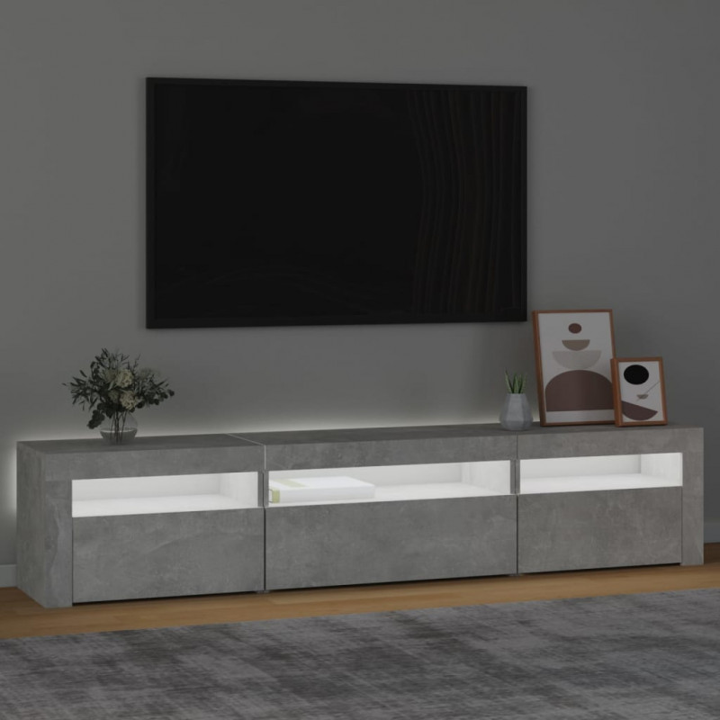 Szafka pod TV z oświetleniem LED, szarość betonu, 195x35x40 cm
