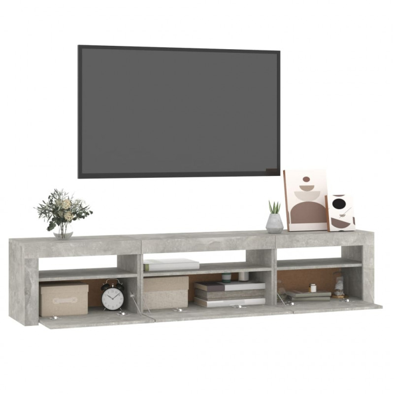 Szafka pod TV z oświetleniem LED, szarość betonu, 195x35x40 cm
