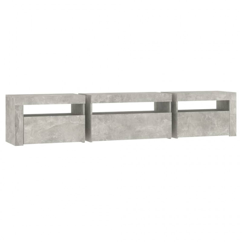 Szafka pod TV z oświetleniem LED, szarość betonu, 195x35x40 cm