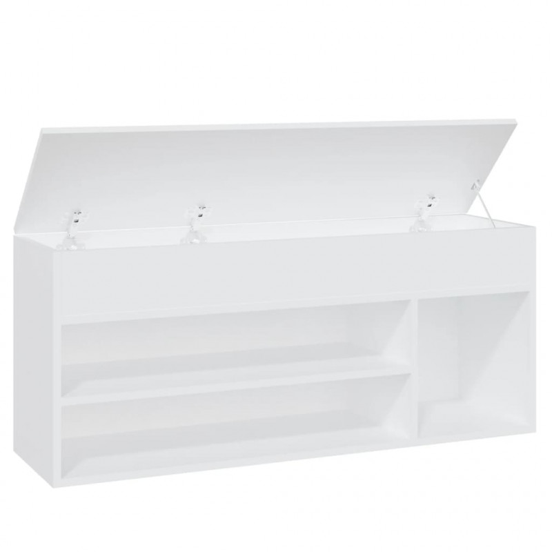 Ławka z miejscem na buty, biała, 105x30x45 cm