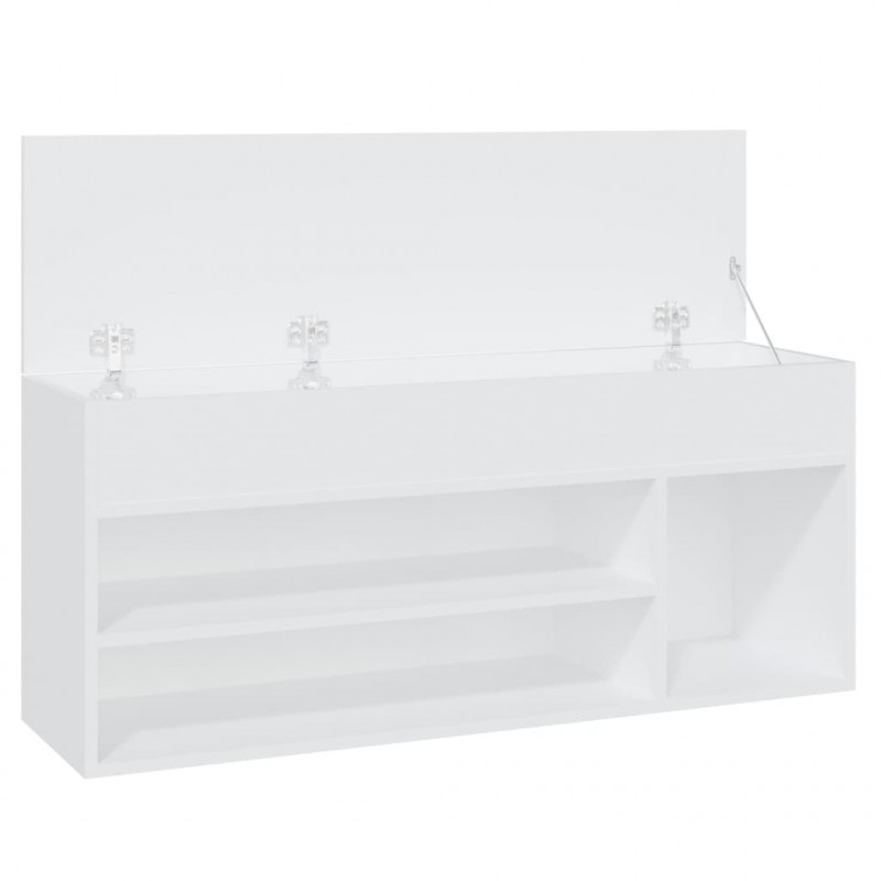 Ławka z miejscem na buty, biała, 105x30x45 cm