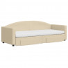 Sofa rozsuwana z szufladami, kremowa, 80x200 cm, tkanina