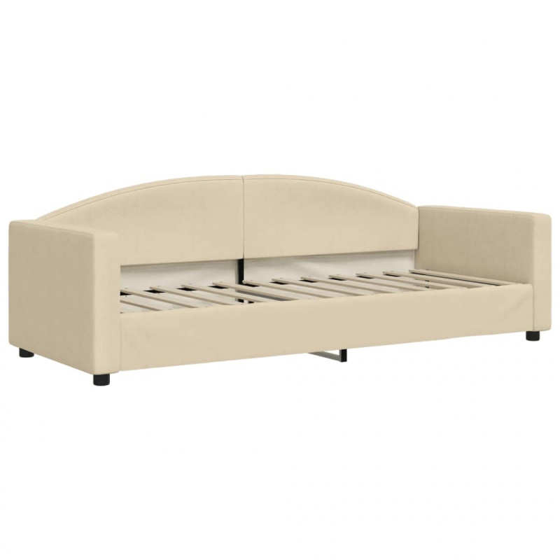 Sofa rozsuwana z szufladami, kremowa, 80x200 cm, tkanina