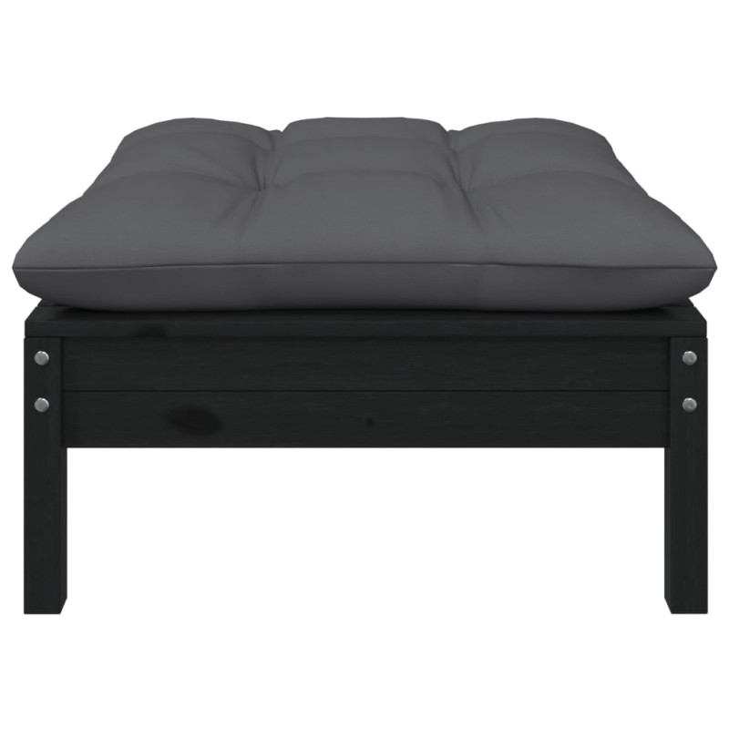 2-osobowa sofa ogrodowa z poduszkami, czarna, drewno sosnowe