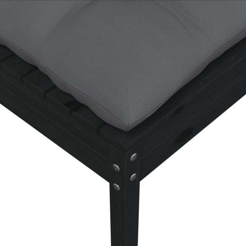 2-osobowa sofa ogrodowa z poduszkami, czarna, drewno sosnowe