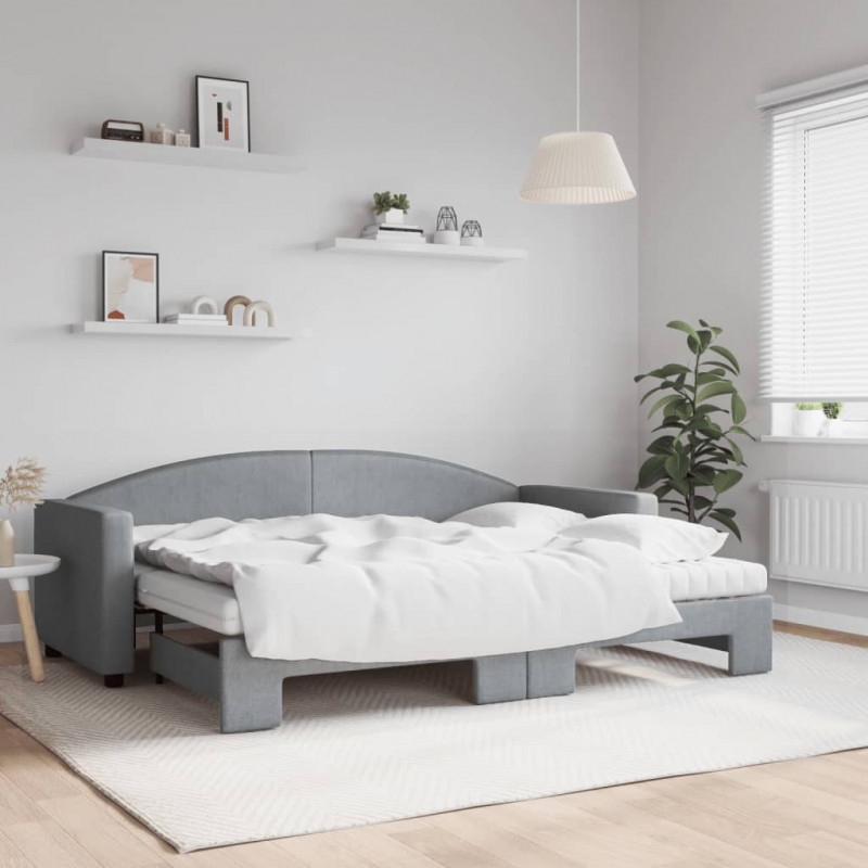 Sofa rozsuwana z materacami, jasnoszara, 80x200 cm, tkanina