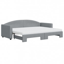 Sofa rozsuwana z materacami, jasnoszara, 80x200 cm, tkanina