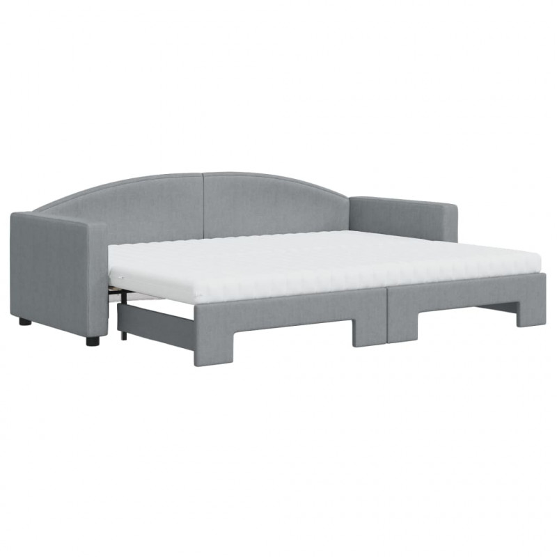 Sofa rozsuwana z materacami, jasnoszara, 80x200 cm, tkanina