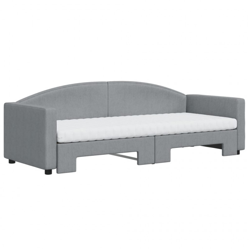 Sofa rozsuwana z materacami, jasnoszara, 80x200 cm, tkanina