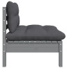 Ogrodowa sofa środkowa z antracytowymi poduszkami, szare drewno