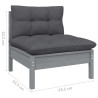 Ogrodowa sofa środkowa z antracytowymi poduszkami, szare drewno