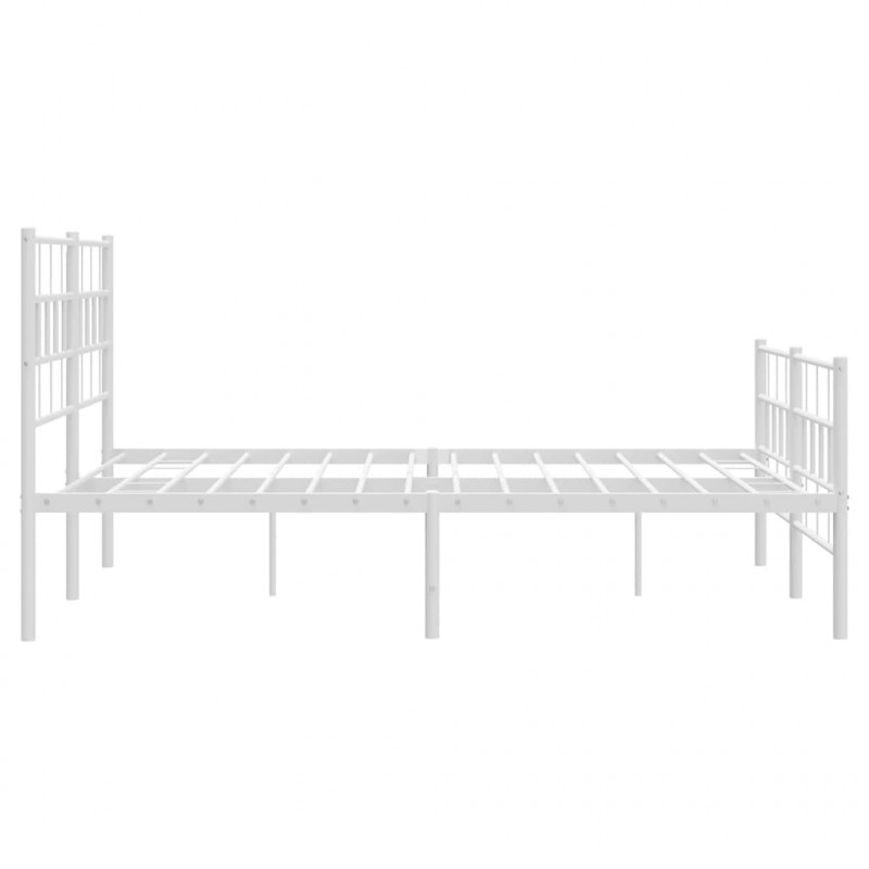 Metalowa rama łóżka z wezgłowiem i zanóżkiem, biała, 160x200 cm