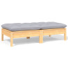 2-osobowa sofa ogrodowa z szarymi poduszkami, drewno sosnowe