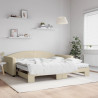 Sofa rozsuwana z materacami, kremowa, 100x200 cm, tkanina