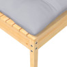 2-osobowa sofa ogrodowa z szarymi poduszkami, drewno sosnowe