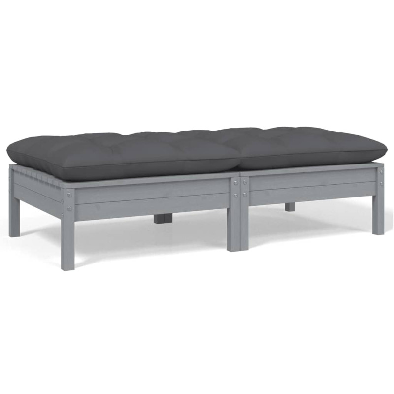 2-osobowa sofa ogrodowa z poduszkami, szara, drewno sosnowe