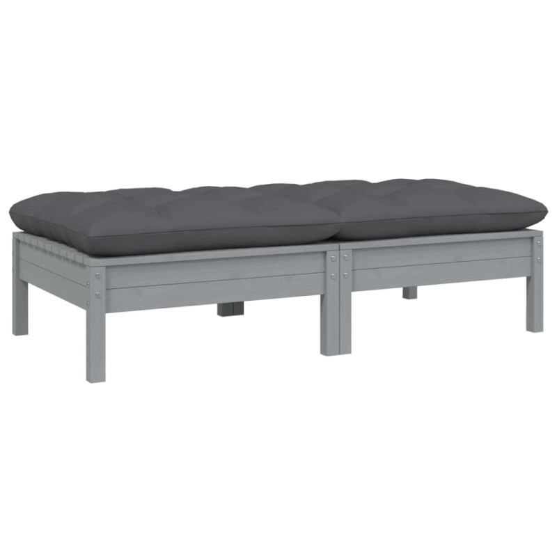 2-osobowa sofa ogrodowa z poduszkami, szara, drewno sosnowe