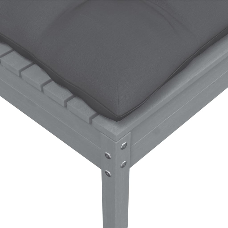 2-osobowa sofa ogrodowa z poduszkami, szara, drewno sosnowe