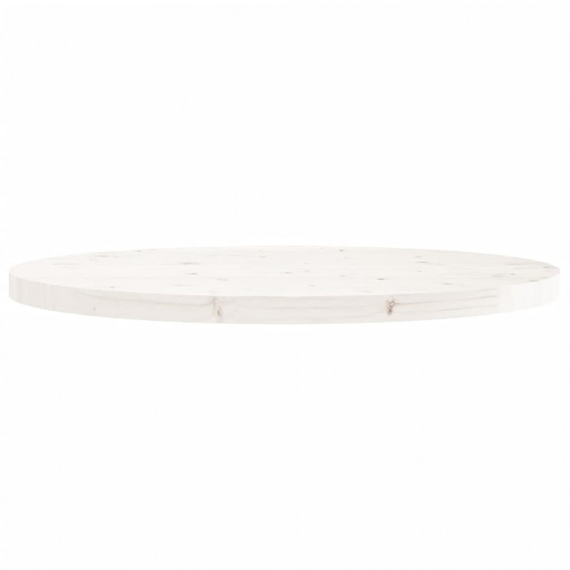 Blat do stołu, okrągły, biały, Ø90x3 cm, lite drewno sosnowe