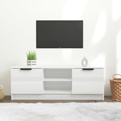 Szafka pod TV, wysoki połysk, biała, 100x35x55 cm